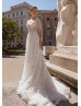 Beaded Long Sleeves Ivory Lace Sheer Wedding Dress